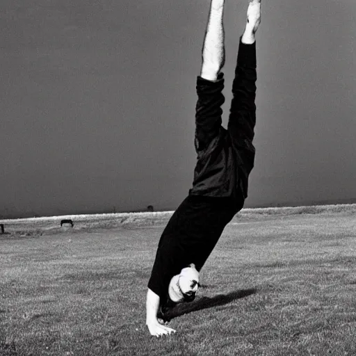 Image similar to steve jobs doing a cartwheel