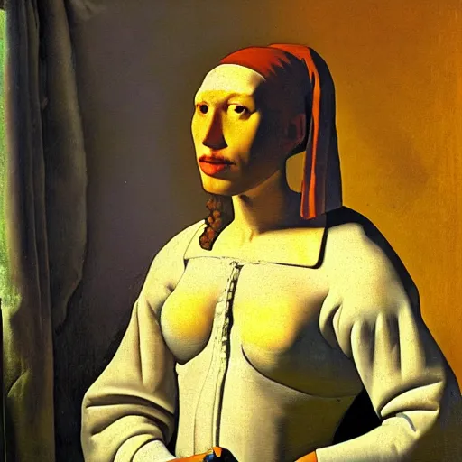 Image similar to cyborg by johannes vermeer