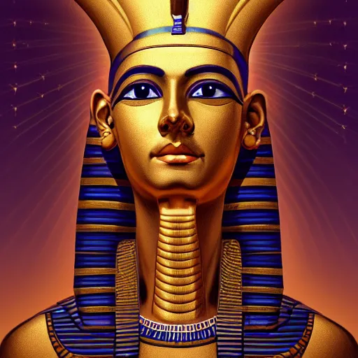 Image similar to Portrait of Egyptian God Osiris with infinite rays of consciousness emitting from his third eye concept art by George Stubbs, highly detailed, ultra detailed, ultra realistic, trending on artstation