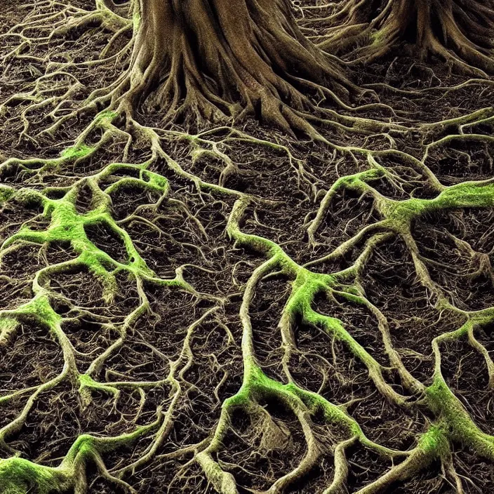 Prompt: roots are growing around the 9 gag logo, photorealistic rendering, hyperdetailed