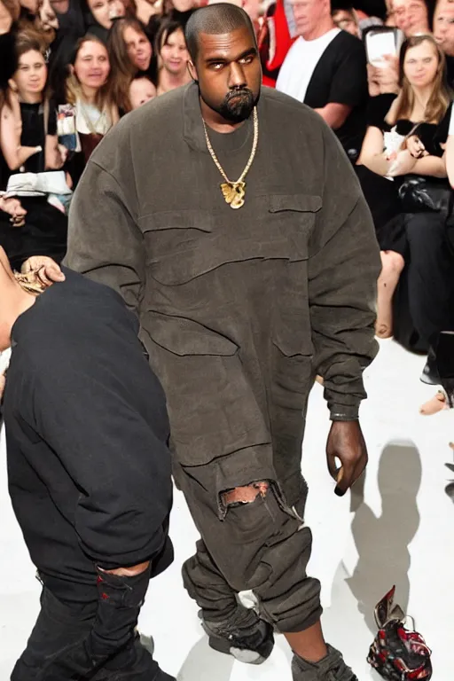 Image similar to kanye west wearing a kanye west, runway photo