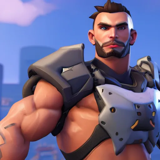 Prompt: Screenshot of Gigachad as an Overwatch hero