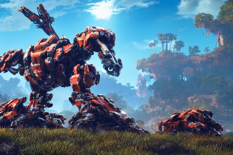 Image similar to shellsnapper machine mecha animal beast robot of horizon forbidden west horizon zero dawn bioluminiscence global illumination ray tracing hdr fanart arstation by sung choi and eric pfeiffer and gabriel garza and casper konefal