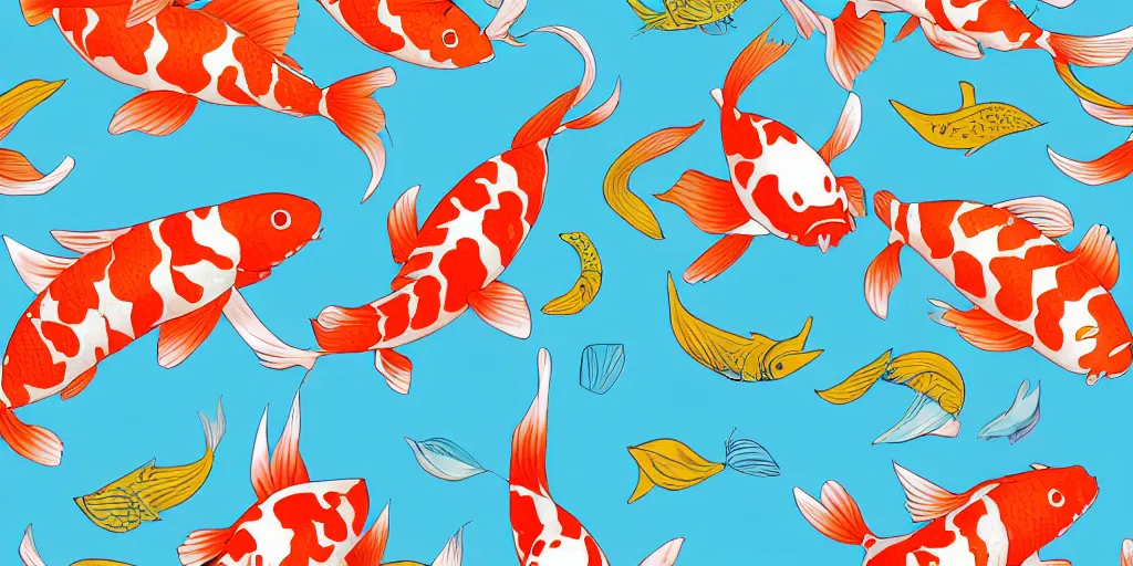 Image similar to repeating pattern of cute koi fishies