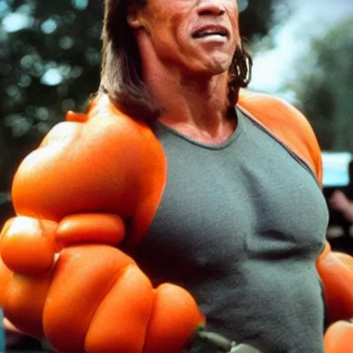 Image similar to photo of arnold schwarzenegger as a carrot!!!!