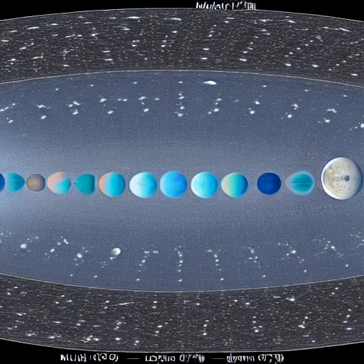 Image similar to a multilunar sky view with 2 0 different sizes and separate moons