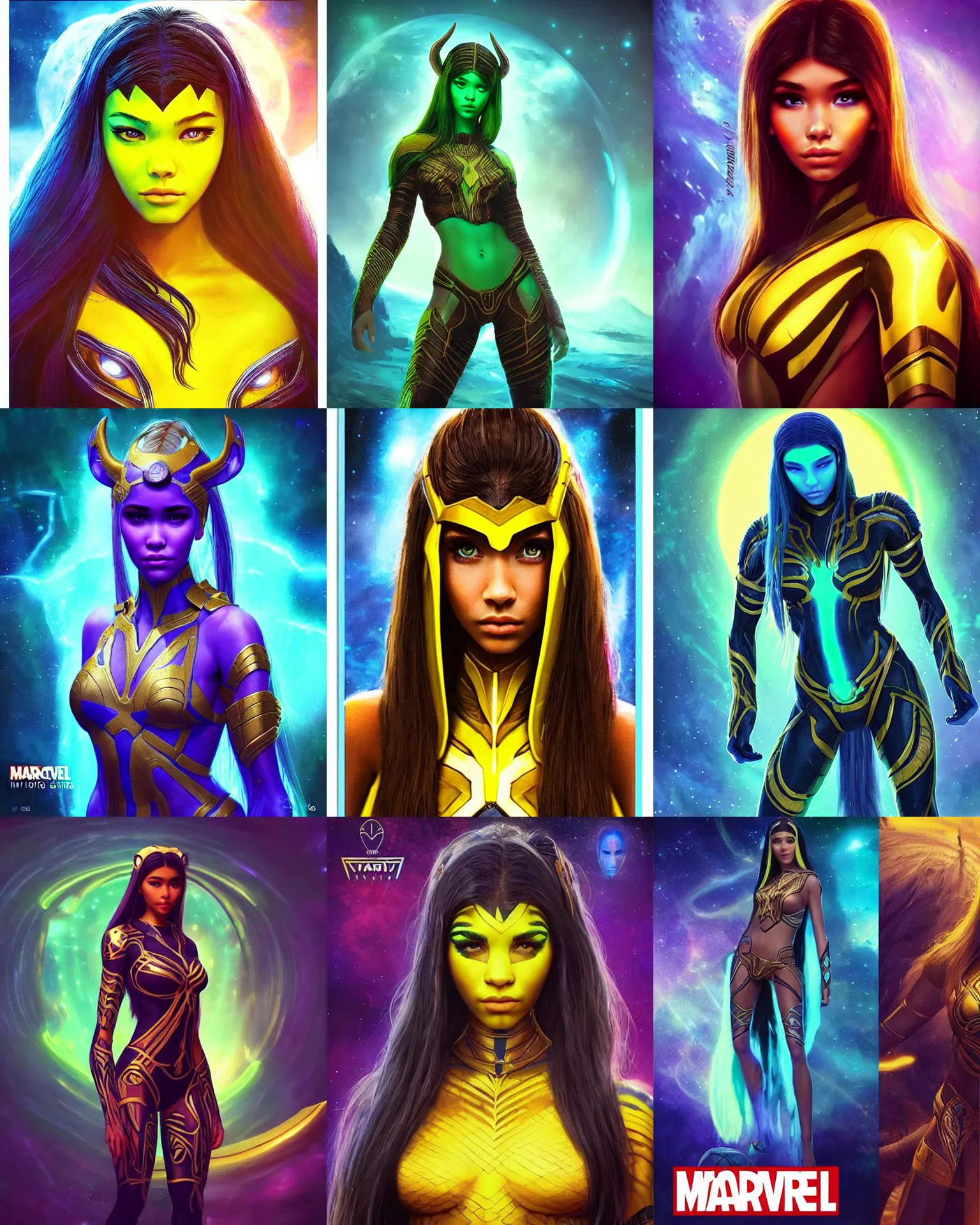 Prompt: madison beer : : young woman : : as na'vi woman by marvel trading card : : by wlop, instagram, unreal engine, : :