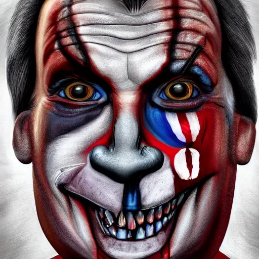 Image similar to a striking digital painting portrait of bolsonaro as a zombie clown