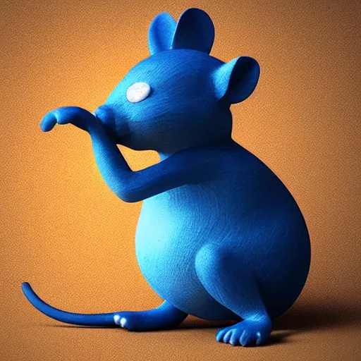 Prompt: a blue and yellow mouse standing on its hind legs, a 3 d render by wendy froud, cg society contest winner, furry art, rendered in maya, rendered in cinema 4 d, vray