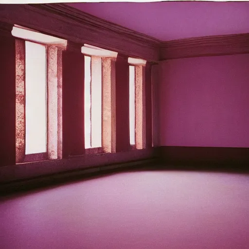 Prompt: photograph of a scifi ancient civilzation empty room, purple sun, william eggleston