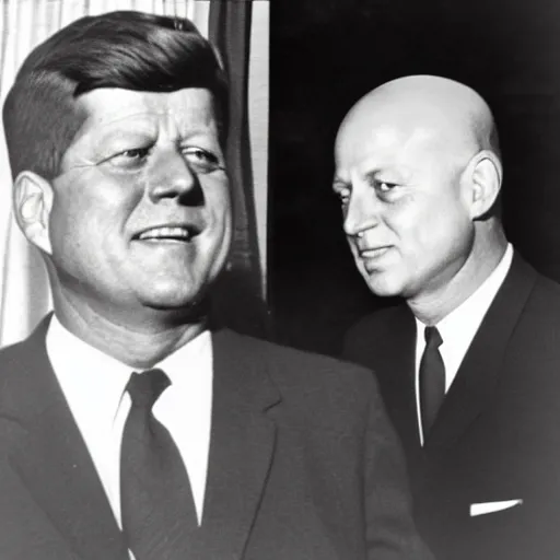 Image similar to b / w photo, nikita kruschev next to bald john f kennedy