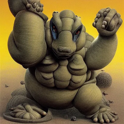 Image similar to Blastoise (From Pokémon) by zdzisław beksiński.