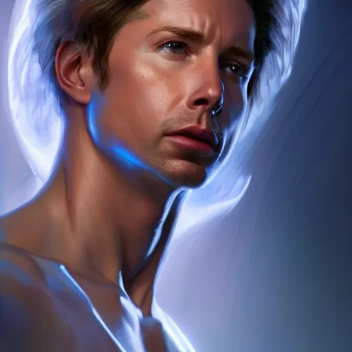 Image similar to michael mcintrye as the angel michael, anatomy, bathed in light, highly detailed, photorealistic, artstation, smooth, sharp focus, illustration, unreal engine 5, 8 k, art by artgerm and greg rutkowski and edgar maxence