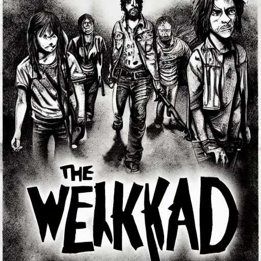 Prompt: the walking dead poster drawn by jeremy hann