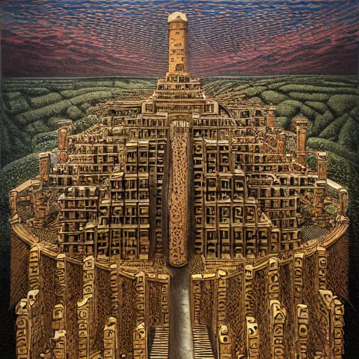 Image similar to the fall of Babylon. Highly Detailed. Masterpiece. By Jeffrey Smith