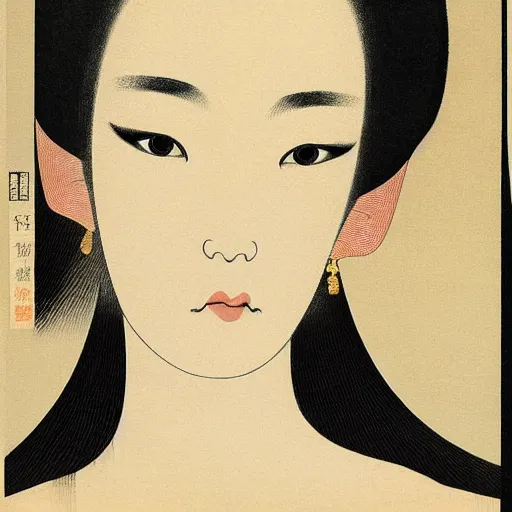 Prompt: portraite of a gorgeous devil woman portrait by ikenaga yasunari and ayana otake and ko rakusui, 6 0 s poster, drawing, realistic, sharp focus, japanese, dreamy, nostalgia, faded, golden hues,