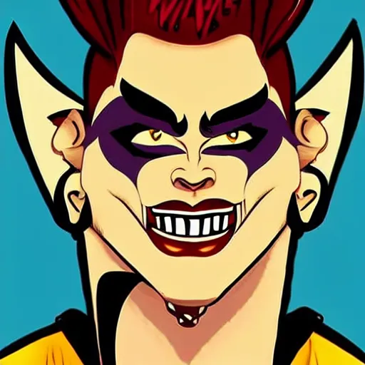 Image similar to handsome rockabilly monster, gorgeous rockabilly monster, attractive rockabilly monster, cute rockabilly monster, muscular rockabilly monster