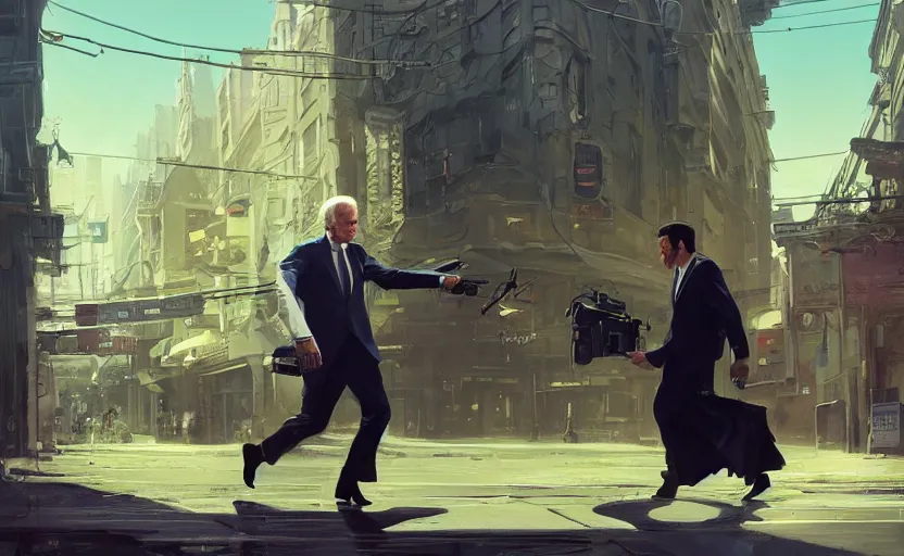 Image similar to highly detailed image of joe biden as a thief, in gta v, stephen bliss, unreal engine, fantasy art by greg rutkowski, loish, rhads, ferdinand knab, makoto shinkai and lois van baarle, ilya kuvshinov, rossdraws, tom bagshaw, global illumination, radiant light, detailed and intricate environment