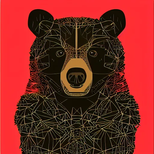 Prompt: laser cut animal vector image of a bear