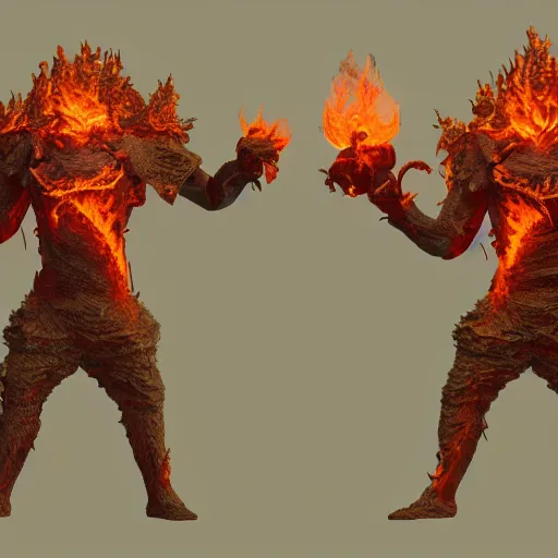 Image similar to fire wielding elemental being, character concept, hyper detailed, fractal, ray tracing, 4k