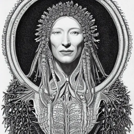Image similar to Detailed drawing of cate blanchett From Art Forms in Nature by Ernst Haeckel