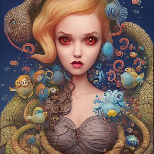 Image similar to Lofi aquatic portrait Pixar style by Joe Fenton and Stanley Artgerm and Tom Bagshaw and Tim Burton