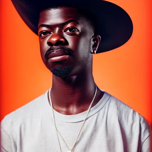 Prompt: a studio photograph of lil nas x,professional photography,studio lighting,studio photo,professional lighting,3 point lighting,dramatic,4k,detailed face,hyperdetailed,photorealistic,digital art,ultra realistic,ultra detailed,art by greg rutkowski