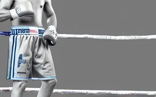 Prompt: boxing match, ko monent, hyperrealistic, 3D render, artstasion trends