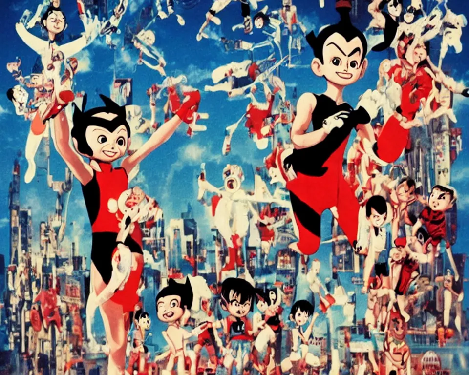 Image similar to a horror movie poster featuring Astro Boy in Las Vegas