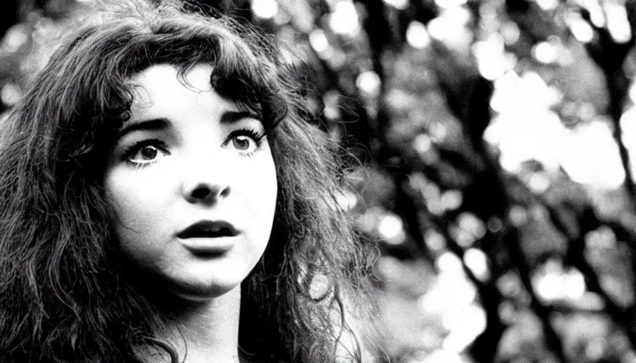 Image similar to young kate bush in stranger things, 1980s, rule of thirds