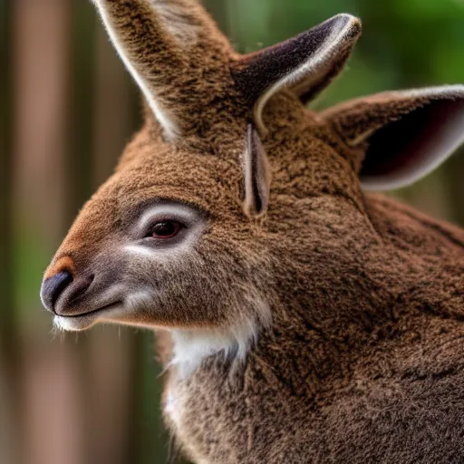 Prompt: a close up photograph of anthropomorphic samurai Kangaroo, Jungle Background, 40mm lens, focused