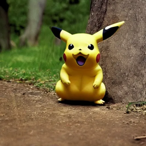 Prompt: The first pikachu found in nature, circa 1992, photograph