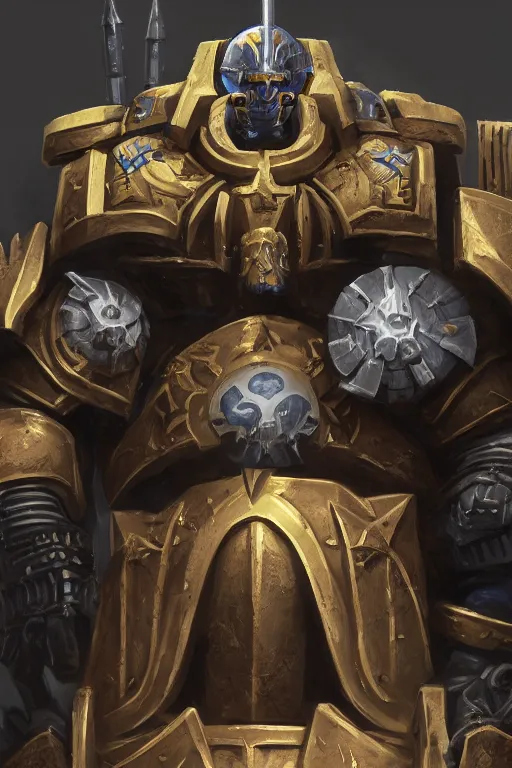 Image similar to armor portrait heros warhammer 4 0 k horus heresy fanart - the primarchs emperor by johannes helgeson animated with vfx concept artist & illustrator global illumination ray tracing hdr fanart arstation zbrush central hardmesh 8 k octane renderer comics stylized