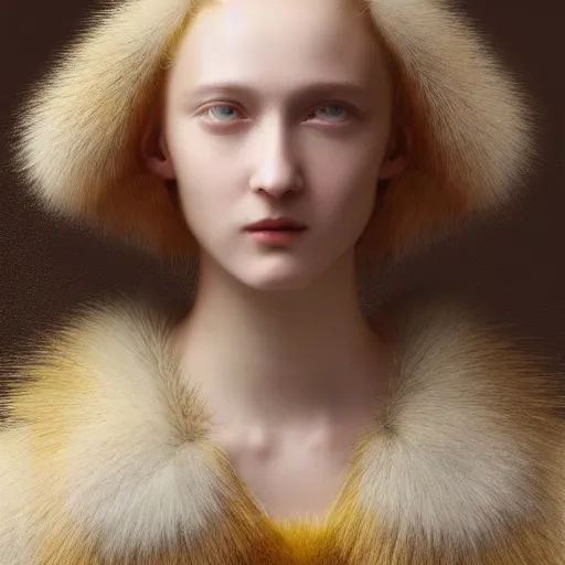 Prompt: a show design by leonardo davinci design by balenciaga ,fur, blue and yellow,pastel colours , hyperrealistic, highly detailed, fashion design,baroque,matte painting, concept art, hdri, 4k