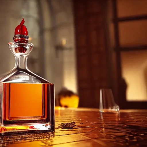 Prompt: a photorealistic image of Cardinal Du Four drinking Armagnac from a decanter Trending on Artstation, featured on Behance, well-rendered, Unreal Engine, 4K HD