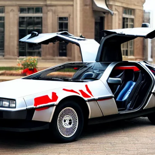 Image similar to delorean covered with painted with pokemons