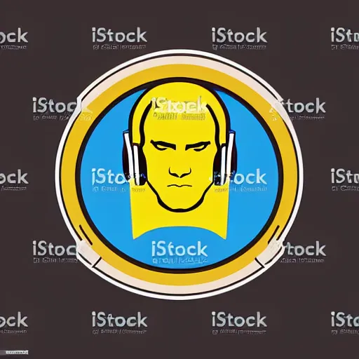Prompt: a Star-Trek-Captain-Kirk, svg sticker, vector art, wearing headphones, jamming to music