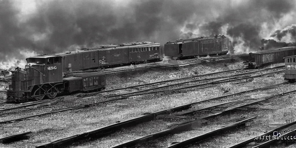 Image similar to detailed sharp photograph in the style of popular science circa 1 9 5 5 and gregory crewdson of a 1 9 5 0 s railroad crossing cars waiting as black steam locomotive crossing