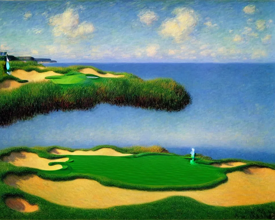 Image similar to achingly beautiful painting of the 1 3 th at pacific dunes by rene magritte, monet, and turner.