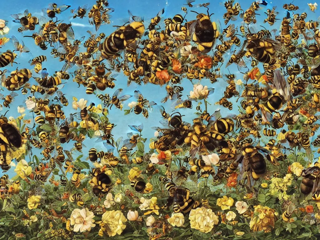 Image similar to the world as seen by a bee. Painting by Walton Ford