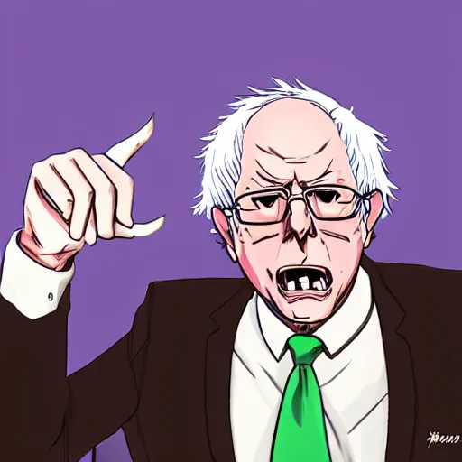 Image similar to Bernie Sanders in Jojo’s Bizarre Adventure, trending on artstation