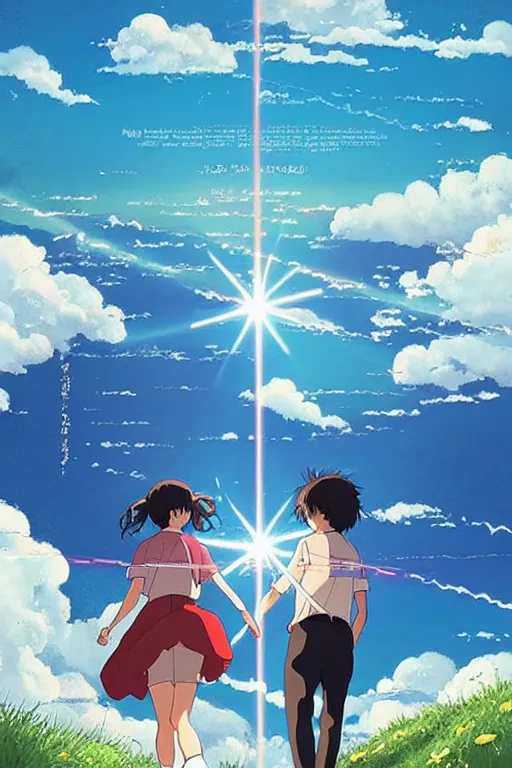 Prompt: “ a jacques kleynhans illustration of the your name movie poster ”