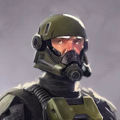 Image similar to portrait of a man by greg rutkowski, a soldier of the galactic alliance, wearing a olive gren and black tactical gear, star wars expanded universe, highly detailed portrait, digital painting, artstation, concept art, smooth, sharp foccus ilustration, artstation hq