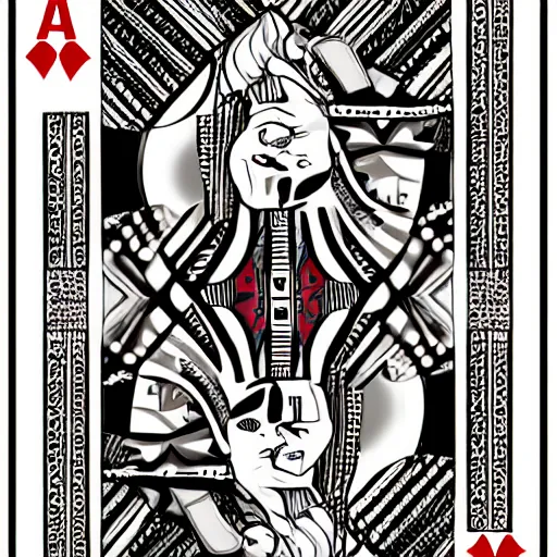 Image similar to a modern art piece in the style of a playing card, high quality, 4k