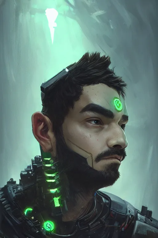 Prompt: A fancy portrait of jacksepticeye as a cyborg by Greg Rutkowski, Sung Choi, Mitchell Mohrhauser, Maciej Kuciara, Johnson Ting, Maxim Verehin, Peter Konig, shadow of the Colossus, 8k photorealistic, cinematic lighting, HD, high details, dramatic, dark atmosphere, trending on artstation