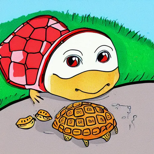 Image similar to a crying turtle by a crying richard scarry