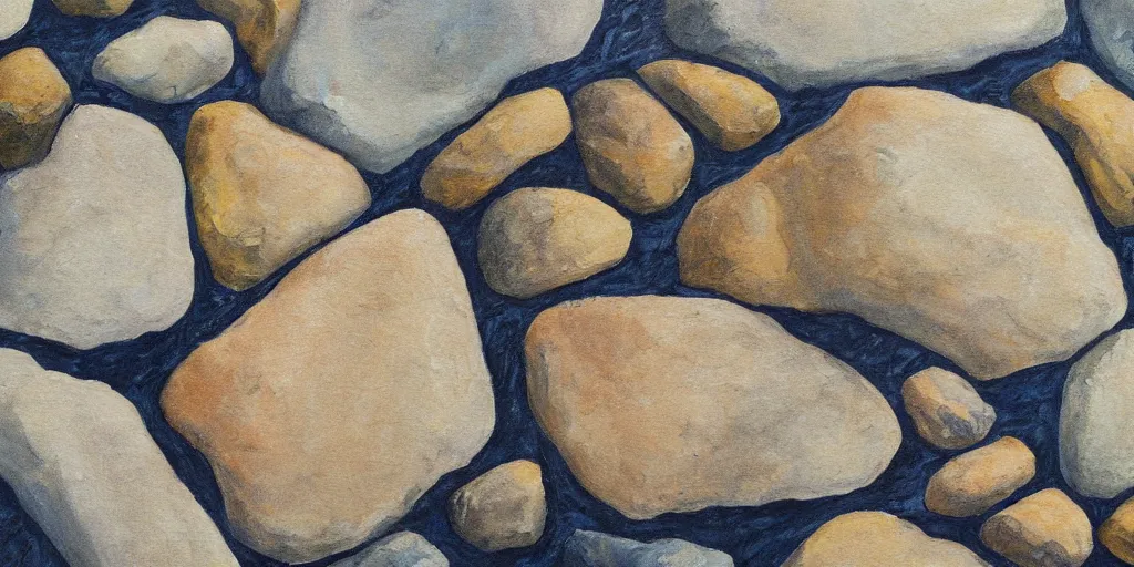 Prompt: detailed painting of rocks having a conversation