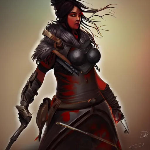 Image similar to curvy female warrior in the battlefield, digital art, digital painting, 4 k, hd, artstation, devian art