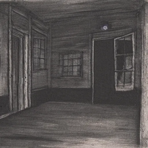 Image similar to interior of a haunted house, late at night