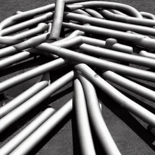 Prompt: gas tubes arranged in the shape of a stickman